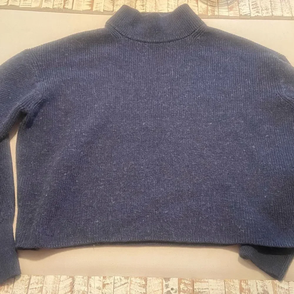 Lululemon Women's Blue Merino Wool-Blend Ribbed Mock Turtleneck Sweater Size 6